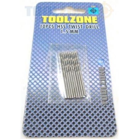 Toolzone 1.5mm 10pc High Speed Steel Drills-DR090