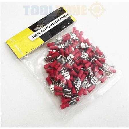 Toolzone 100pc Red Female Terminals - EL137