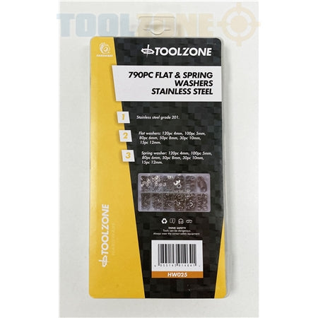 Toolzone 790Pc Flat & Spring Washers S/Steel  HW025