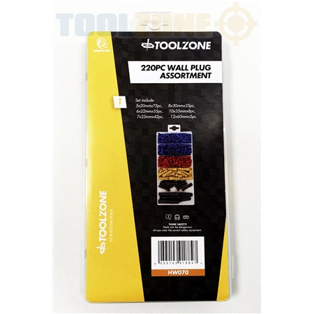 Toolzone 220Pc Wallplugs In Box  HW070