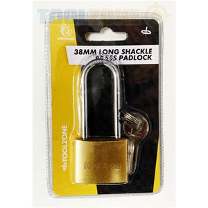 Toolzone 38Mm Brass Long Shank Padlock LK040