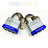 Toolzone 2Pc 40Mm Laminated Padlock Key Al LK062