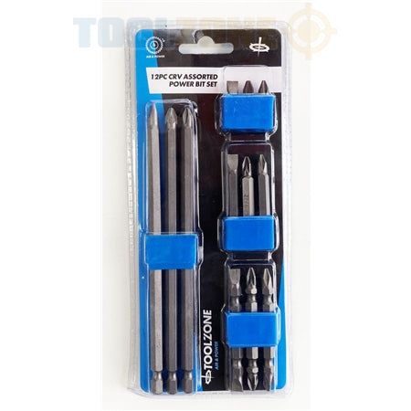 Toolzone 12pc Assorted Power Bit Set - SD230