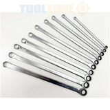 Toolzone 10Pc Long Ratchet Spanner Set In Pouch SP194