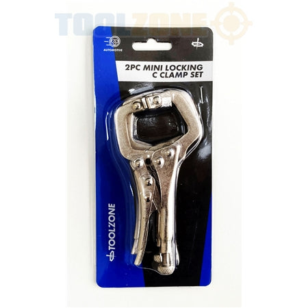 Toolzone 2Pc Mini Locking C Clamp Set  WH041