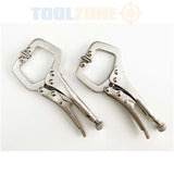 Toolzone 2Pc Mini Locking C Clamp Set  WH041