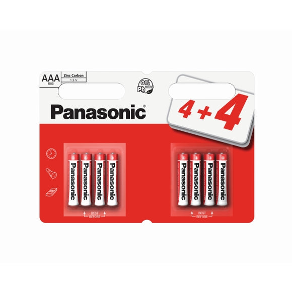 Panasonic Zinc AAA 8pk R03RZ-8BW 4+4 20 - PANAR03RB8