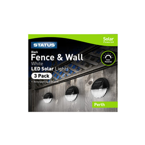 Perth SOL11cm Fence Light Black 3pk Box - PERTHFENBLK3PK6