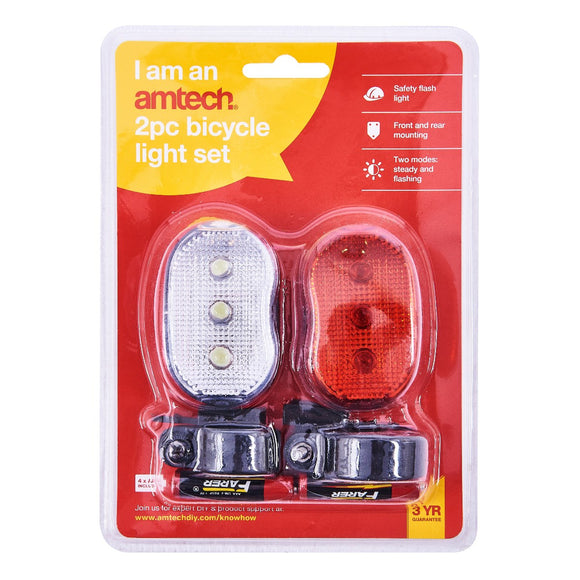 Amtech 2pc Bicycle Flash Light Set (Red/White) - S1825
