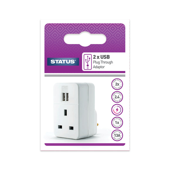 Status USB Plug Through-S2USBPTAWH1PK3