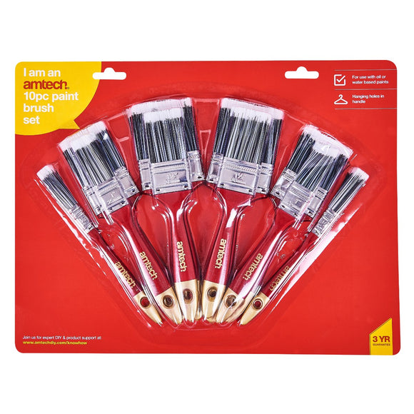 Am-Tech 10pc Paint Brush Set - S3940