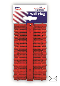 Hang Tough Wall Plugs Red 6mm X 28mm x 100pc - 2063