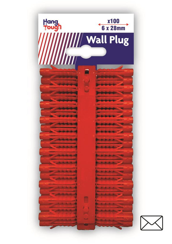 Hang Tough Wall Plugs Red 6mm X 28mm x 100pc - 2063