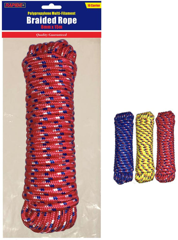 Rapide Rope PP Multifilament Braided Rope 15m x 8mm - 3139