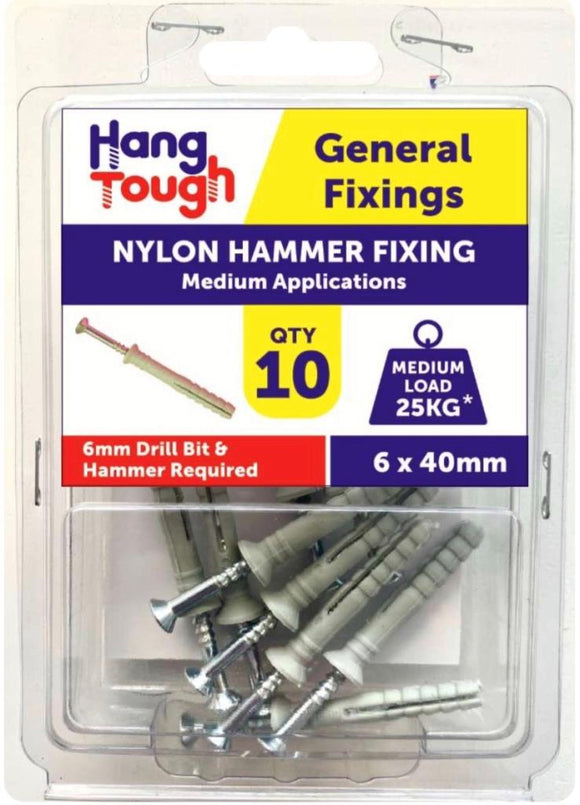 Hang Tough Nylon Nail In Anchor CSK Head 6x40mm - 8516