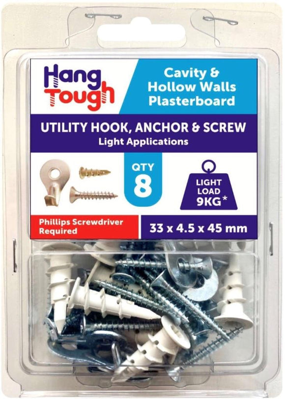 Hang Tough Hook +Nylon Drywall Anchor Screw 4.5mm-4.5x35 - 8524