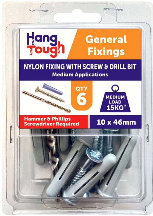 Hang Tough Fixing Plug With Screw & Drill Bit 10 x 46mm - 8527