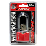 Dekton 40mm Long Shackle Covered Steel Padlock - 70228