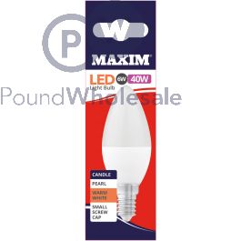 Maxim 6W=40W LED Candle SES WW Prl SWx10 - 40MLCSESWW5X10