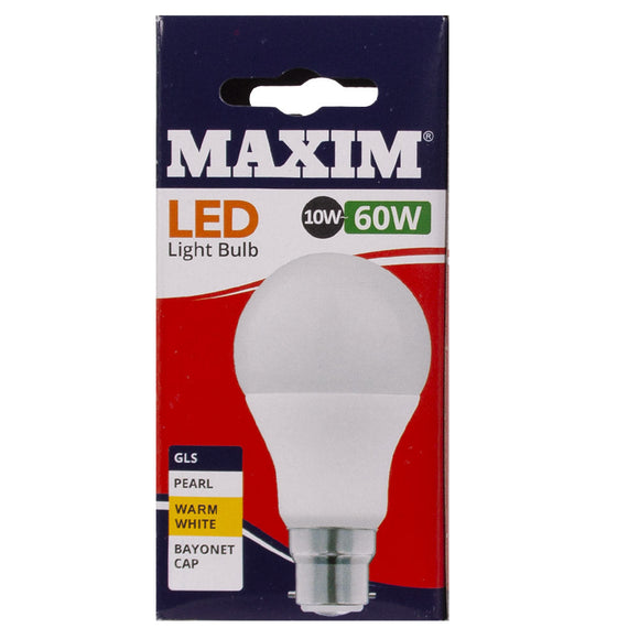 Status 10W=60W Maxim LED GLS BC DL Pearl SWx10 - 60MLGBCDL5X10