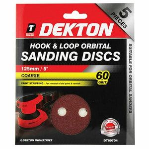 Dekton 5pc Orbital Sanding Disc 125mm Course 60 grit - 80704