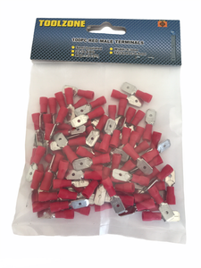 Toolzone 100pc Red Male Terminals - EL138