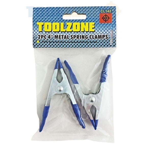 Toolzone 2pc 4 Metal Spring Clamp C/W PVC - CL142