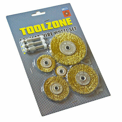 Toolzone 5pc Flat Wire Wheel Set for Drill - DR171