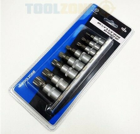 Tz 8pc 1/4 & 3/8 Spline Bit Socket Set - SD079