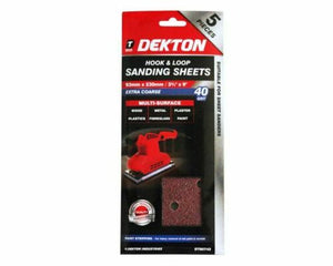 Dekton 5pc Sanding Sheets 93mmx230mm Extra Course 40 grit - 80742