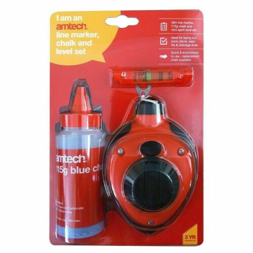 Amtech 30 m (100ft) Line marker- chalk and Mini Level Set - G3760