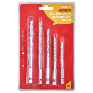 Amtech 5pc HEX SHANK MASONRY DRILL BIT SET - F1730
