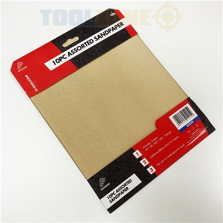 Toolzone 10pc Assorted Sandpaper - DC070