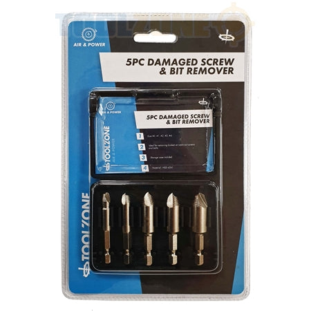 Toolzone 5pc Damage Screw/Drill Bit Remover - HW034