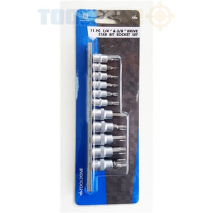 Toolzone 11pc Star Bit Socket on Rail - SD078