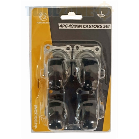 Toolzone 4pc 40mm Castor Wheels 2 x SW 2X Fixed - RM005