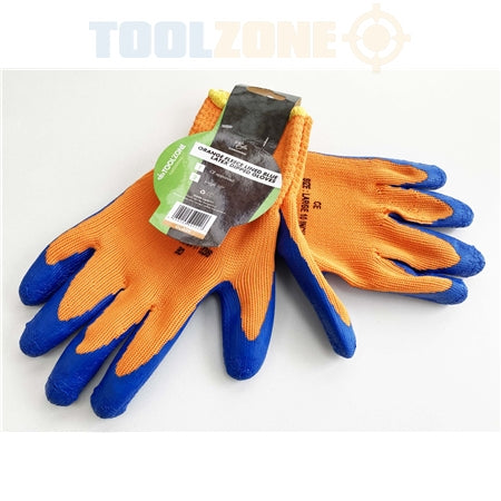 Toolzone LG Orange And Blue Fleece Linked Gloves - GL039