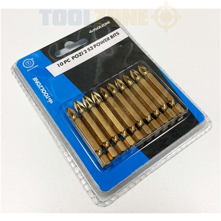 Toolzone 10pc Pozi 2 S2 50mm Power Bits - SD281