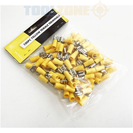 Toolzone 100pc Yellow Female Terminals - EL141